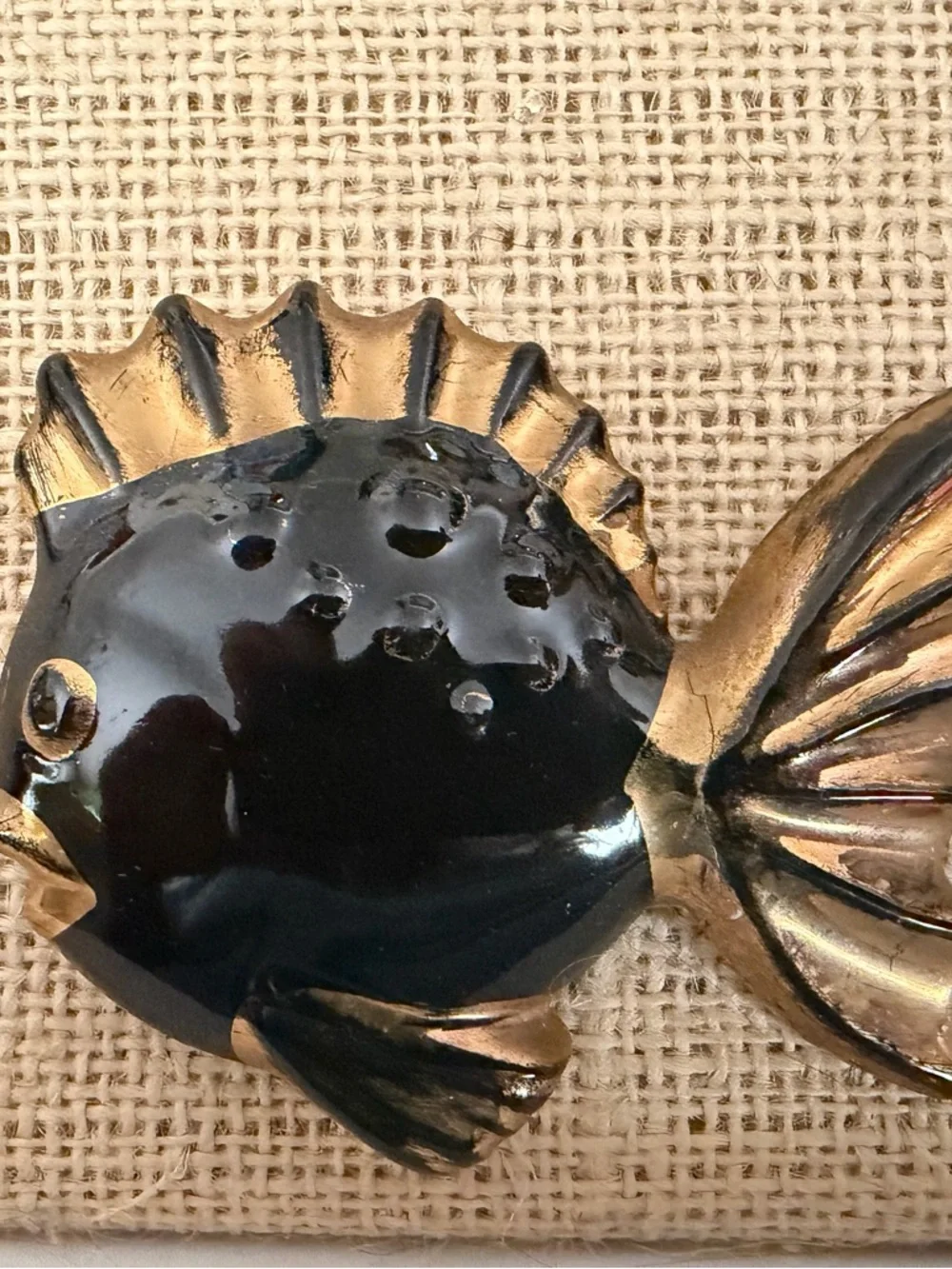 Vintage Black & Gold Fish Aquarium Wall Plaques